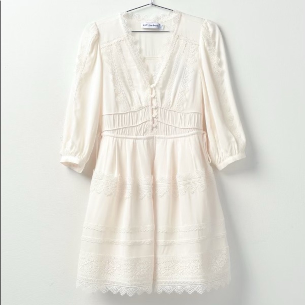 Self-Portrait Lace Trim Mini Dress